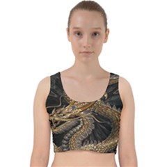 Gold And Silver Dragon Illustration Chinese Dragon Animal Velvet Racer Back Crop Top by danenraven