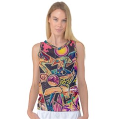 Doodle Wallpaper Texture Grafiti Multi Colored Art Women s Basketball Tank Top by danenraven