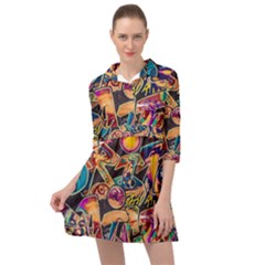 Doodle Wallpaper Texture Grafiti Multi Colored Art Mini Skater Shirt Dress by danenraven