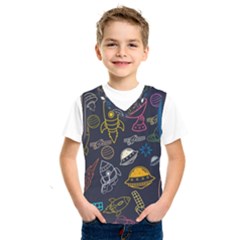 Seamless Outer Space Pattern Kids  Basketball Tank Top by danenraven