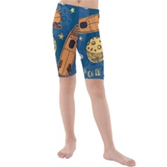 Missile Pattern Kids  Mid Length Swim Shorts