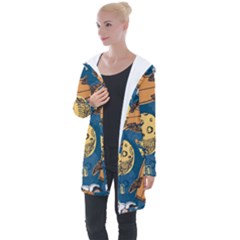 Missile Pattern Longline Hooded Cardigan