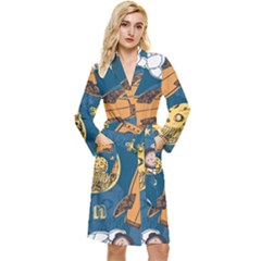 Missile Pattern Long Sleeve Velour Robe