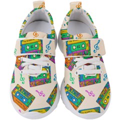 Seamless Pattern With Colorful Cassettes Hippie Style Doodle Musical Texture Wrapping Fabric Vector Kids  Velcro Strap Shoes