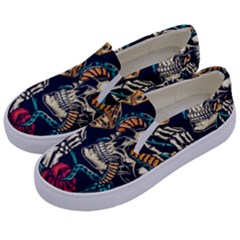 Vintage Art Tattoos Colorful Seamless Pattern Kids  Canvas Slip Ons