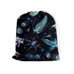 Colorful Abstract Pattern Consisting Glowing Lights Luminescent Images Marine Plankton Dark Drawstring Pouch (xl)