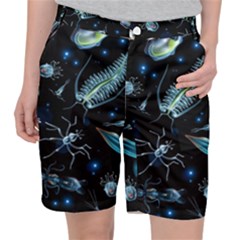 Colorful Abstract Pattern Consisting Glowing Lights Luminescent Images Marine Plankton Dark Pocket Shorts by Ravend