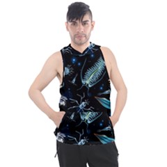 Colorful Abstract Pattern Consisting Glowing Lights Luminescent Images Marine Plankton Dark Men s Sleeveless Hoodie by Ravend