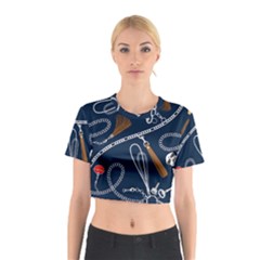 Chains Seamless Pattern Cotton Crop Top by Ravend