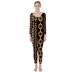 Gold Chain Jewelry Seamless Pattern Long Sleeve Catsuit