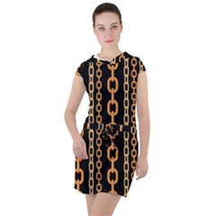 Gold Chain Jewelry Seamless Pattern Drawstring Hooded Dress