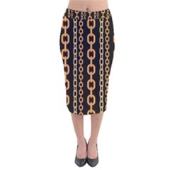 Gold Chain Jewelry Seamless Pattern Velvet Midi Pencil Skirt