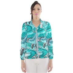 Sea Wave Seamless Pattern Women s Windbreaker by Ravend