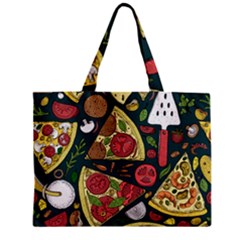 Vector Seamless Pizza Slice Pattern Hand Drawn Pizza Illustration Great Pizzeria Menu Background Zipper Mini Tote Bag