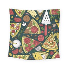 Vector Seamless Pizza Slice Pattern Hand Drawn Pizza Illustration Great Pizzeria Menu Background Square Tapestry (small)