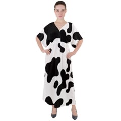 Cow Pattern V-neck Boho Style Maxi Dress