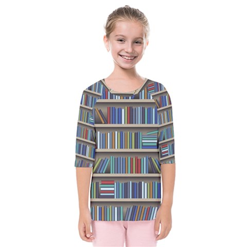 Bookshelf Kids  Quarter Sleeve Raglan Tee by Wegoenart