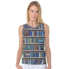 Bookshelf Women s Basketball Tank Top by Wegoenart