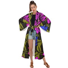 Botany Floral Flower Plant Petals Maxi Kimono