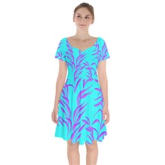 Branches Leaves Colors Summer Short Sleeve Bardot Dress by Wegoenart