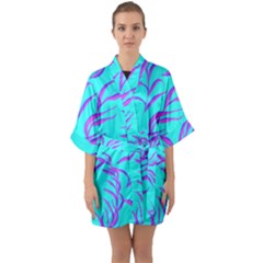 Branches Leaves Colors Summer Half Sleeve Satin Kimono  by Wegoenart