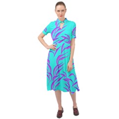 Branches Leaves Colors Summer Keyhole Neckline Chiffon Dress by Wegoenart