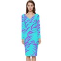 Branches Leaves Colors Summer Long Sleeve V-Neck Bodycon Dress  View1