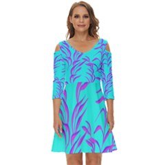 Branches Leaves Colors Summer Shoulder Cut Out Zip Up Dress by Wegoenart