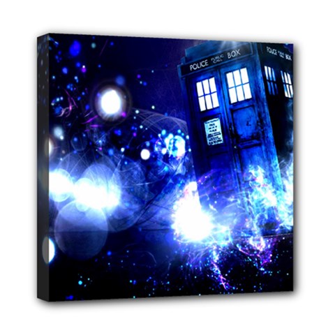 Tardis Background Space Mini Canvas 8  X 8  (stretched) by Jancukart