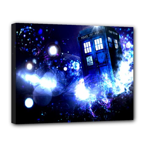 Tardis Background Space Canvas 14  X 11  (stretched) by Jancukart