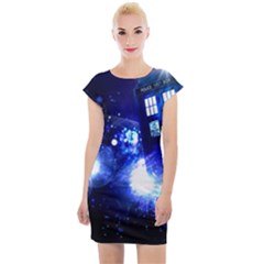 Tardis Background Space Cap Sleeve Bodycon Dress by Jancukart