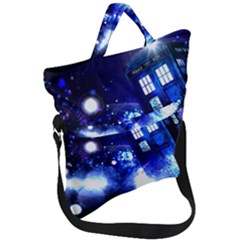 Tardis Background Space Fold Over Handle Tote Bag by Jancukart