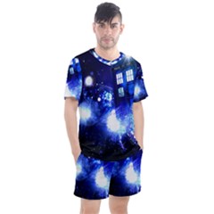 Tardis Background Space Men s Mesh Tee And Shorts Set