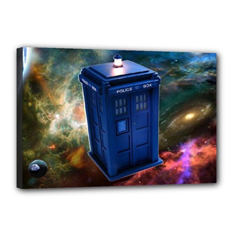 The Police Box Tardis Time Travel Device Used Doctor Who Canvas 18  X 12  (stretched) by Jancukart