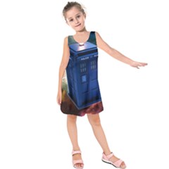 The Police Box Tardis Time Travel Device Used Doctor Who Kids  Sleeveless Dress by Jancukart