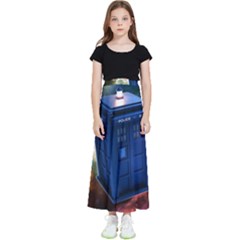 The Police Box Tardis Time Travel Device Used Doctor Who Kids  Flared Maxi Skirt by Jancukart