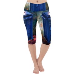 The Police Box Tardis Time Travel Device Used Doctor Who Lightweight Velour Cropped Yoga Leggings by Jancukart