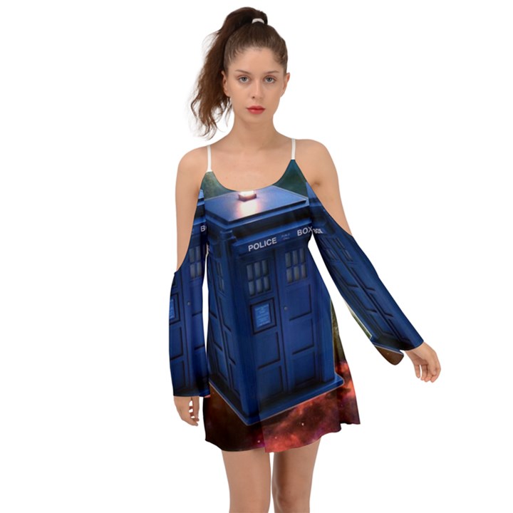 The Police Box Tardis Time Travel Device Used Doctor Who Kimono Sleeves Boho Dress