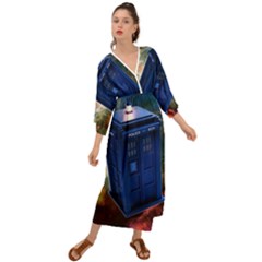 The Police Box Tardis Time Travel Device Used Doctor Who Grecian Style  Maxi Dress by Jancukart