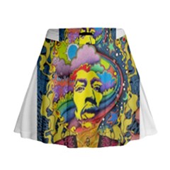 Psychedelic Rock Jimi Hendrix Mini Flare Skirt by Jancukart