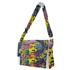 Psychedelic Rock Jimi Hendrix Full Print Messenger Bag (m) by Jancukart