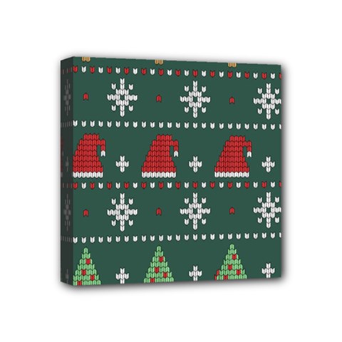 Beautiful Knitted Christmas Xmas Pattern Mini Canvas 4  X 4  (stretched)