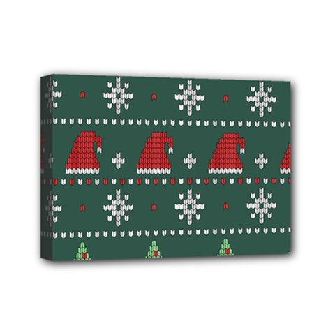 Beautiful Knitted Christmas Xmas Pattern Mini Canvas 7  X 5  (stretched) by Jancukart
