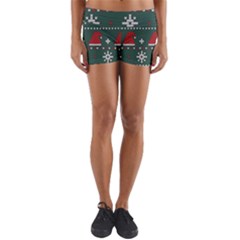 Beautiful Knitted Christmas Xmas Pattern Yoga Shorts
