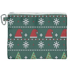 Beautiful Knitted Christmas Xmas Pattern Canvas Cosmetic Bag (xxl) by Jancukart
