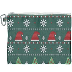 Beautiful Knitted Christmas Xmas Pattern Canvas Cosmetic Bag (xxxl) by Jancukart