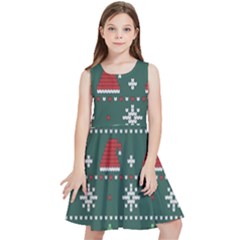 Beautiful Knitted Christmas Xmas Pattern Kids  Skater Dress