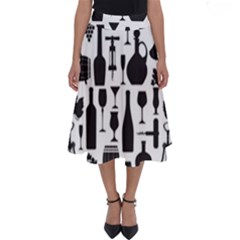 Wine Pattern Black White Perfect Length Midi Skirt by Jancukart