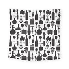 Wine Pattern Black White Square Tapestry (small) by Jancukart