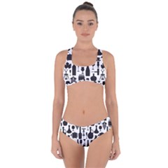 Wine Pattern Black White Criss Cross Bikini Set by Jancukart